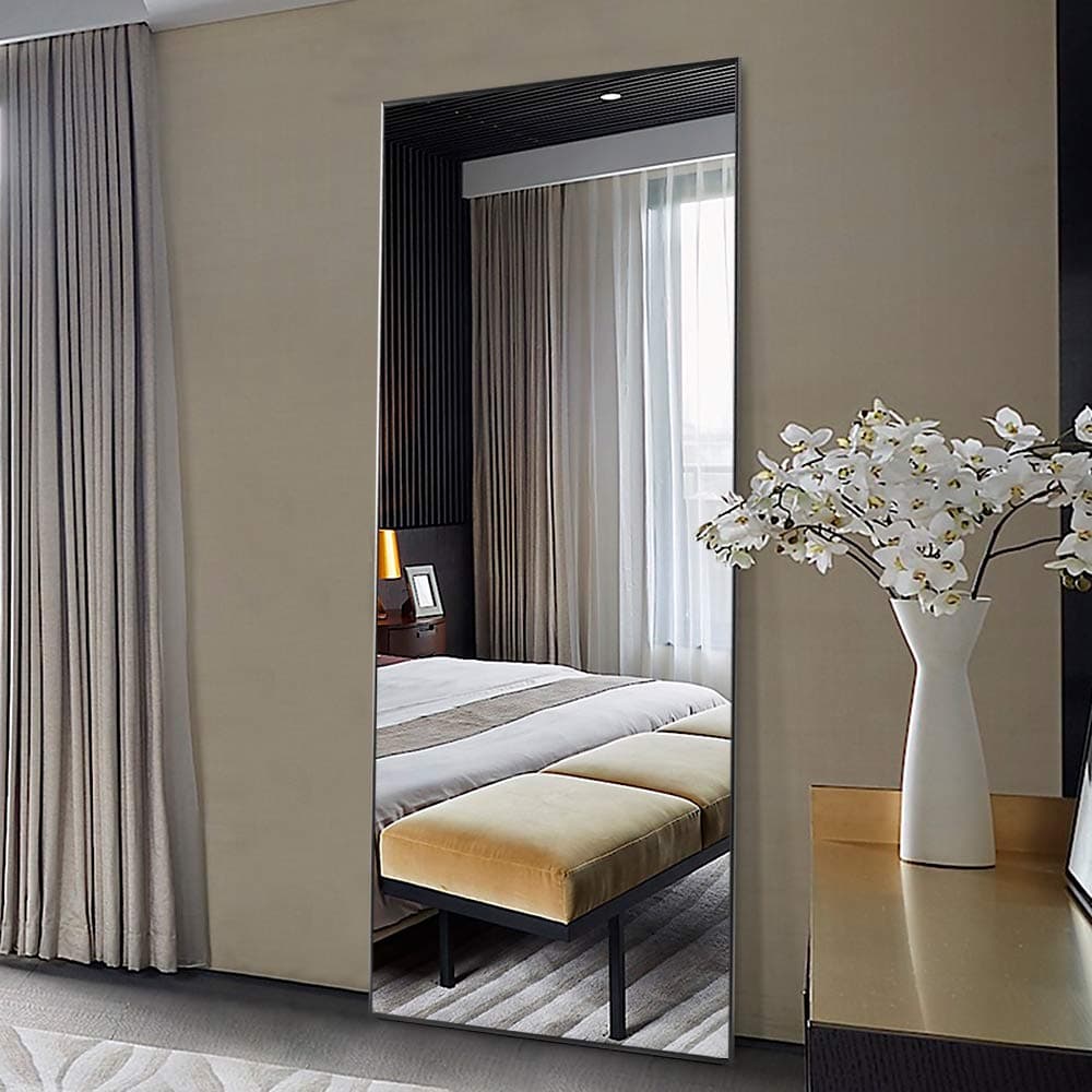 Elevens 71"x 24" Full Length Mirror Large Floor Mirror Without Stand Wall-Mounted Mirror Dressing Mirror Aluminum Frame Mirror for Living Room/Bedroom/Cloakroom,Black (JJ00944AA-XYY)