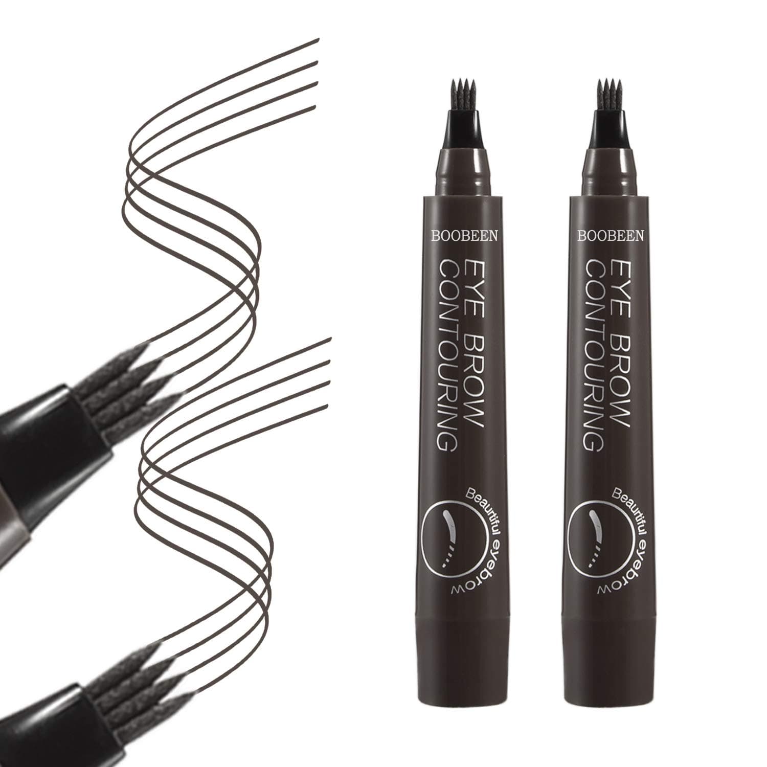 2Pcs Microblading Eyebrow Pencil - Waterproof Eyebrow Tattoo Pen with a Micro-Fork Tip Applicator - Creates Natural Looking Brows Effortlessly