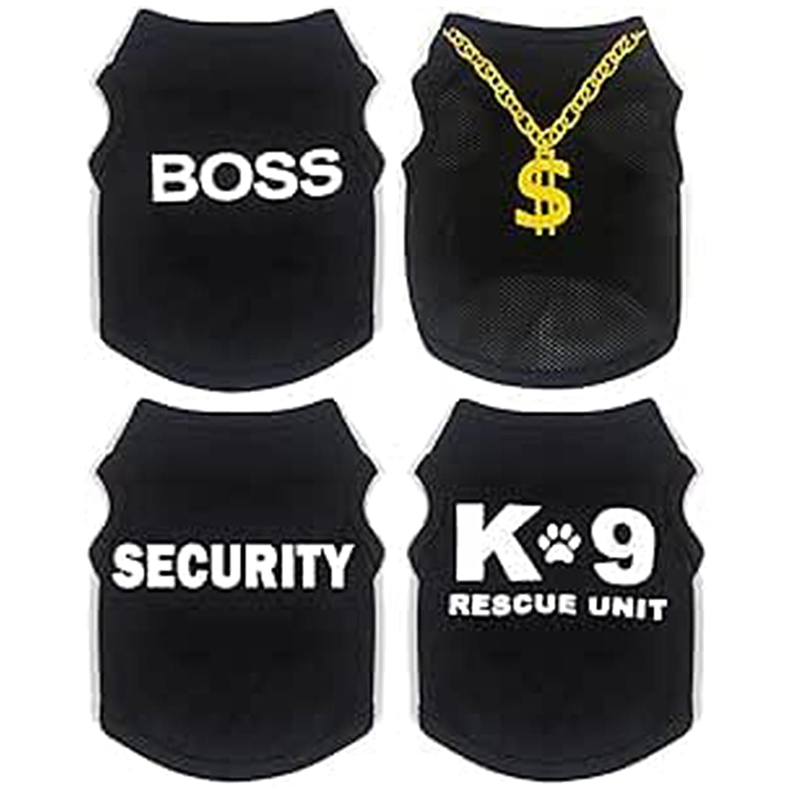 4-Pack Dog Clothes for Small Dogs Black Security Dog Shirt Soft Chihuahua Clothes Cute Male Puppy Clothes Pet Clothing for Small Dog Boy XXS