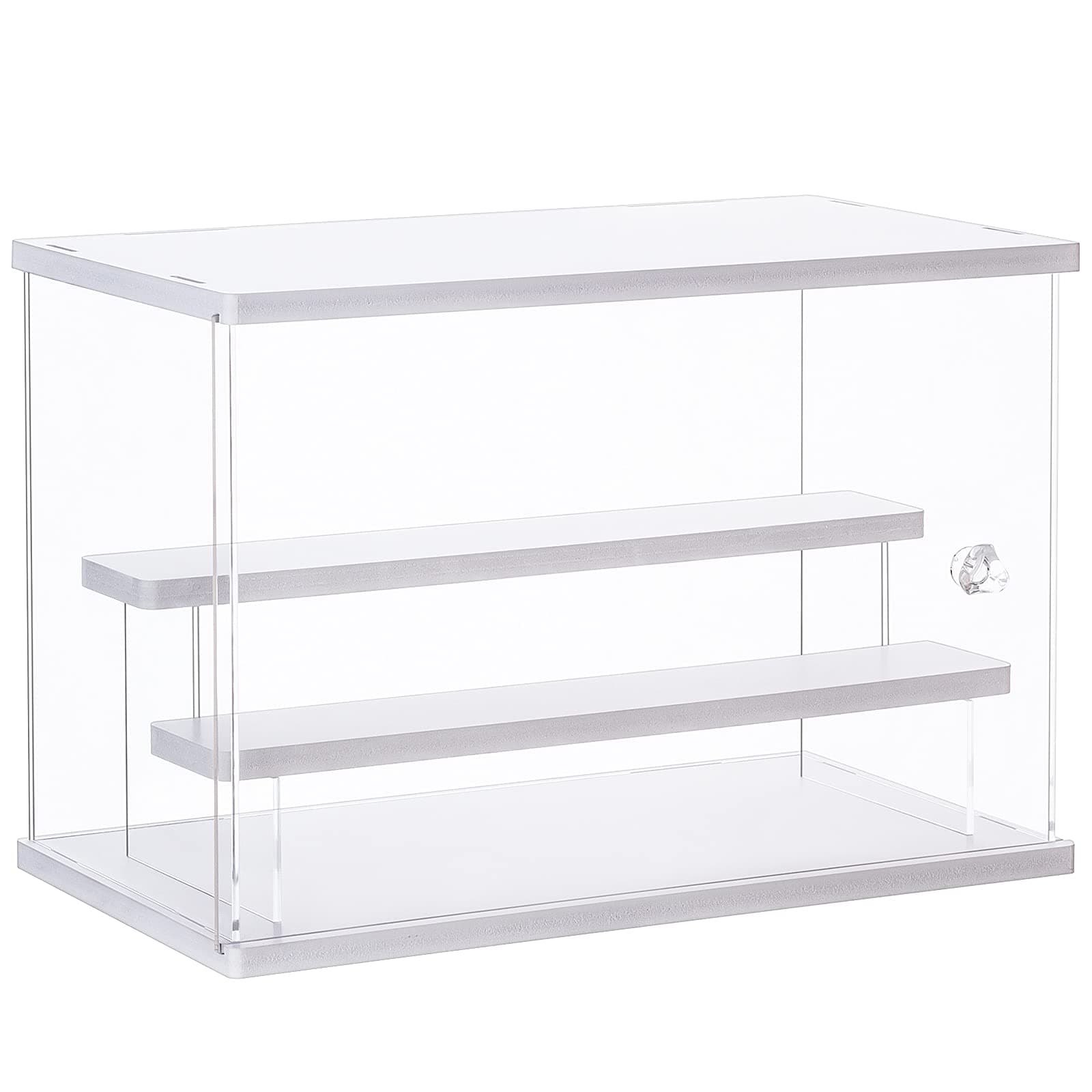Acrylic Display Case Clear Display Storage Box Countertop Cube for Collectibles, Action Figures, Miniature Figurines Dustproof Protection Storage & Organizing (White, 31.5x18x21.8cm)
