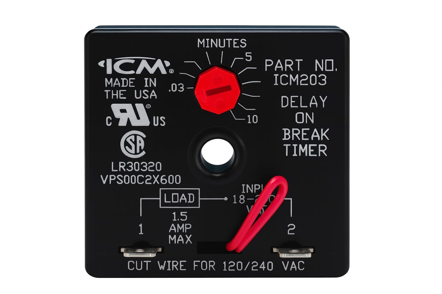 ICM Controls ICM203 Delay on Break Timer, 18-240 Vac, 1.25"