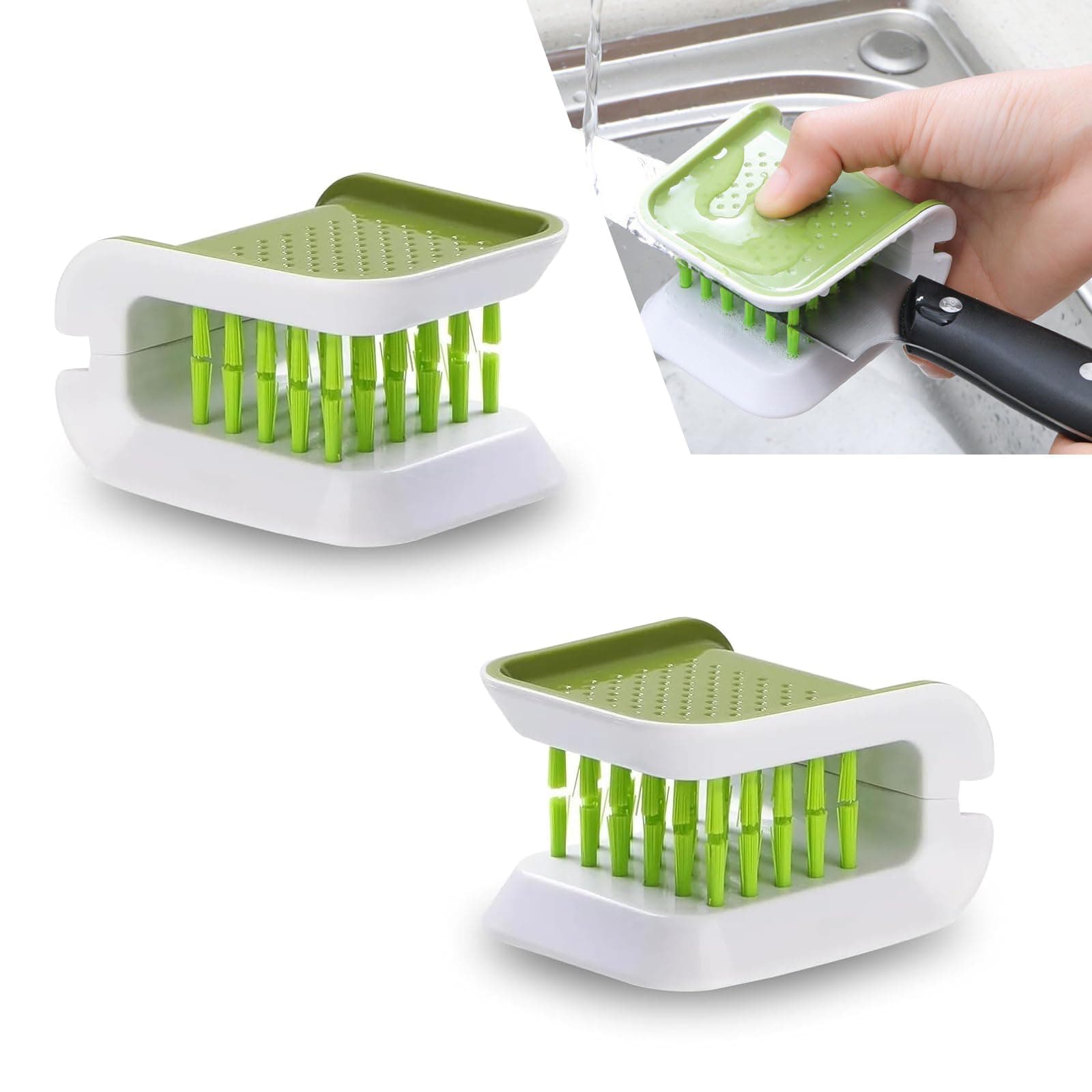 2-Pack Car Cleaning Brush, U-Shaped Double-Sided Seat Belt Seat Belt Cleaner, Portable Multi-Function Durable Knife Cleaner Tool, Universal Car and Home Cleaning Brush Accessories (Green)