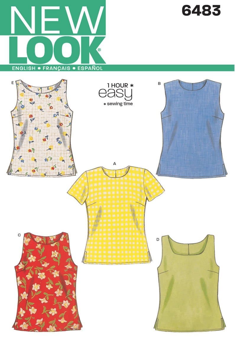 Sewing Pattern 6483 Misses Tops, Size A (6-8-10-12-14-16)