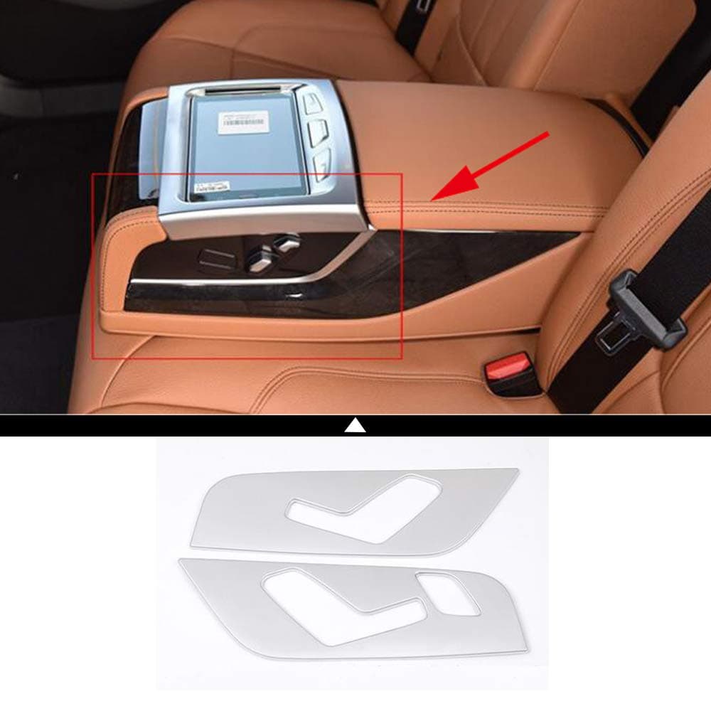 2Pcs Car Rear Armrest Seat Adjustment Decorative Frame Trim Interior Modification Decorative Accessories for BMW 5 Series G30 2018 2019(XER) ABS Chromeplate
