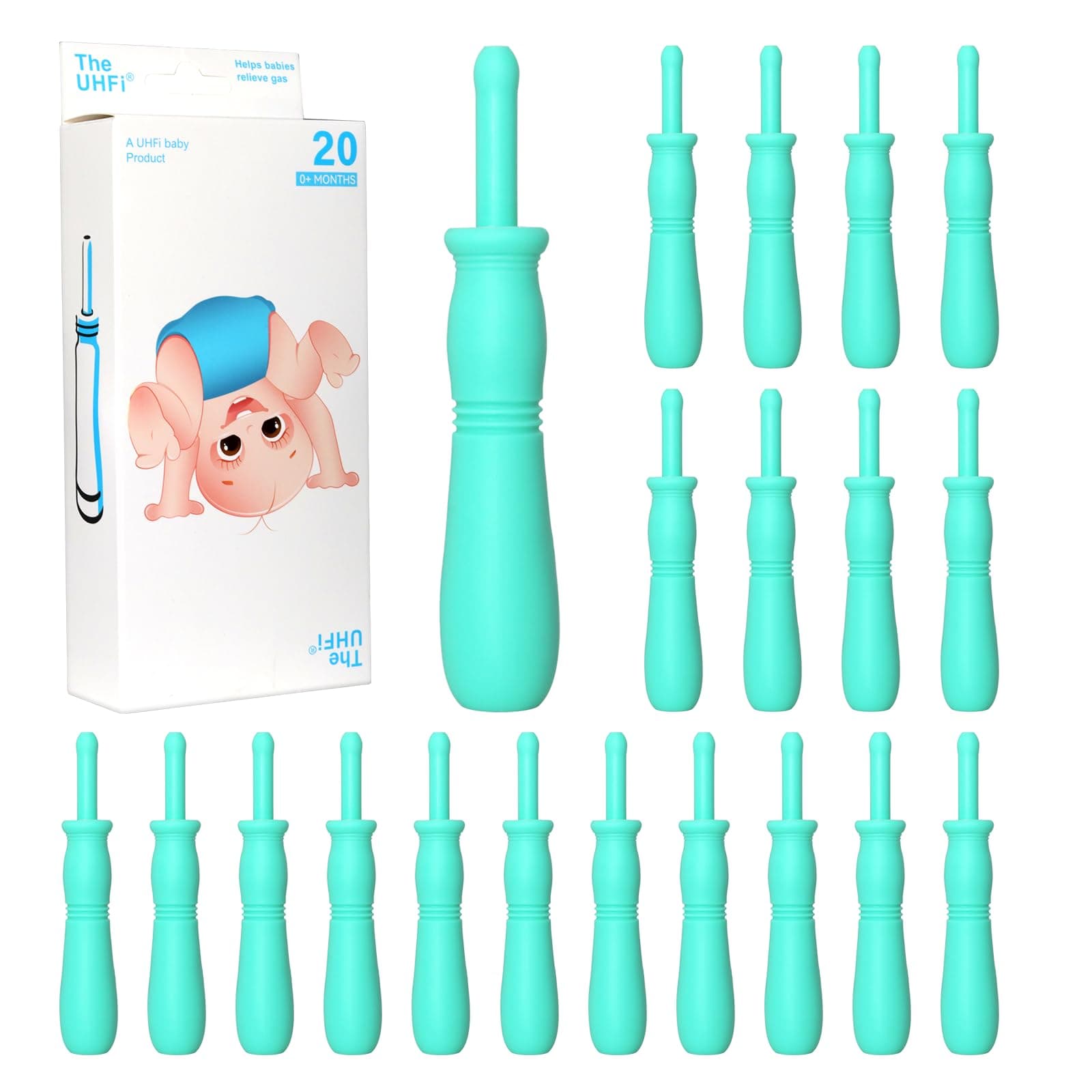 Gas and Colic Reliever for Babies, 20 Count Natural Solution Effective Instant Constipation Gas Relief for Babies Boys Girls Colic and Gas Relief, Green