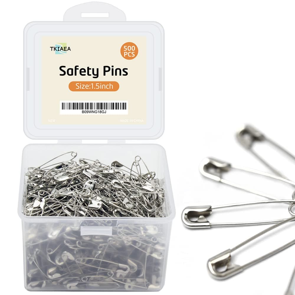 Small Safety Pins - 500 Pcs, 1.5 Inch, Bulk Pack for Clothes