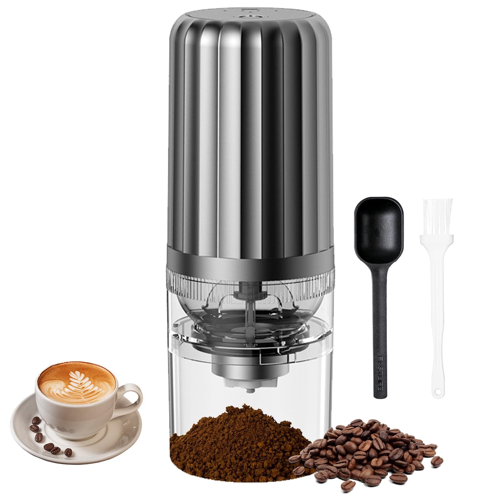VAODO Electric Coffee Grinder, Mini Cordless Automatic Coffee Bean Grinder, Ceramic Grinding Core, with Coffee Scoop and Cleaning Brush, with Multiple Grinding Settings, for Beans, Nuts, Grains