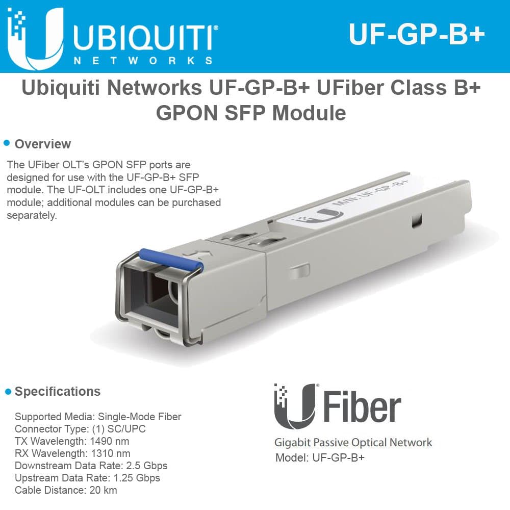 Ubiquiti Networks UFiber Class B+ GPON OLT SFP Transceiver Module UF-GP-B+ Single-Mode Fiber
