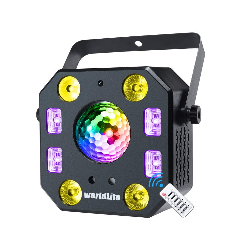 Stage DJ Lights, WorldLite LED Effect Light 5 in 1 with Magic Ball, LED Par Pattern Lights and Strobe/UV, Great for Stage & DJ Lighting, Wedding Church Club Disco Party Lighting