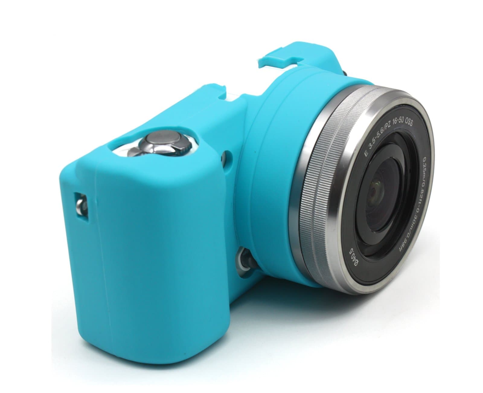 JUNIPA Flexible Camera Silicone Case Protective Cover Skin for Sony Alpha A5000 A5100 with 16-50mm Lens - Light Blue