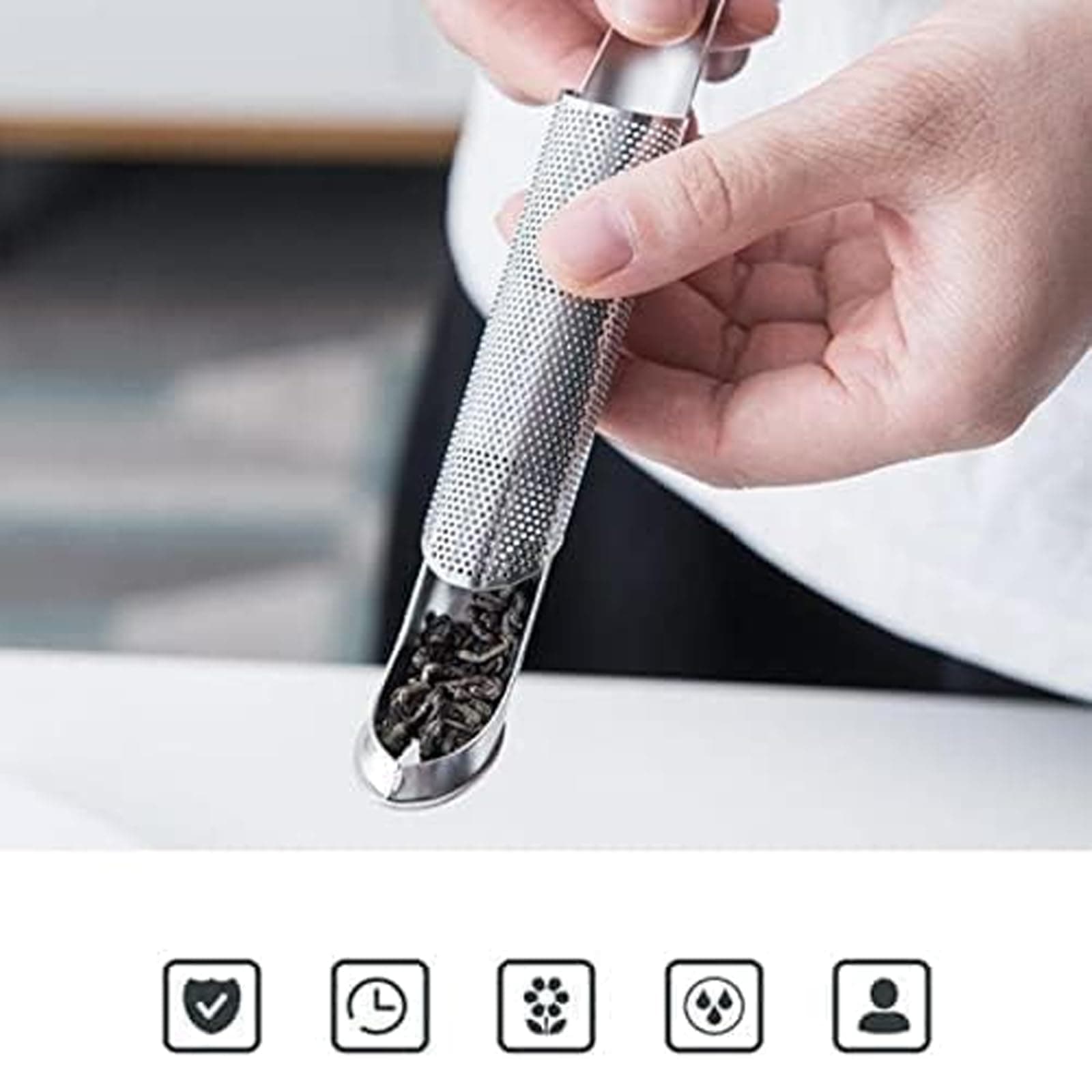 3PCS Stainless Steel Tea Diffuser, Tea Strainers for Loose Tea, Stainless Steel Tea Strainers for Loose Tea, Loose Leaf Tea Steeper, Long-handle Tea Filters for Tea, Coffee, Seasonings, Spices (3PCS)