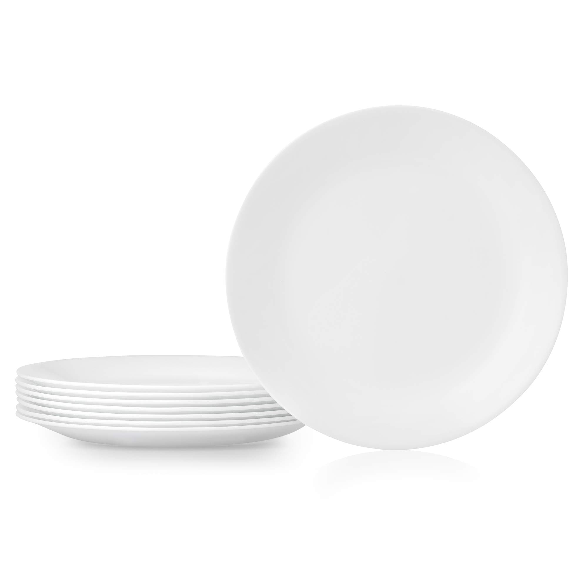 Vitrelle 8-Piece Dinner Plates Set Triple Layer Glass and Chip Resistant, Lightweight Round Plates, Winter Frost White
