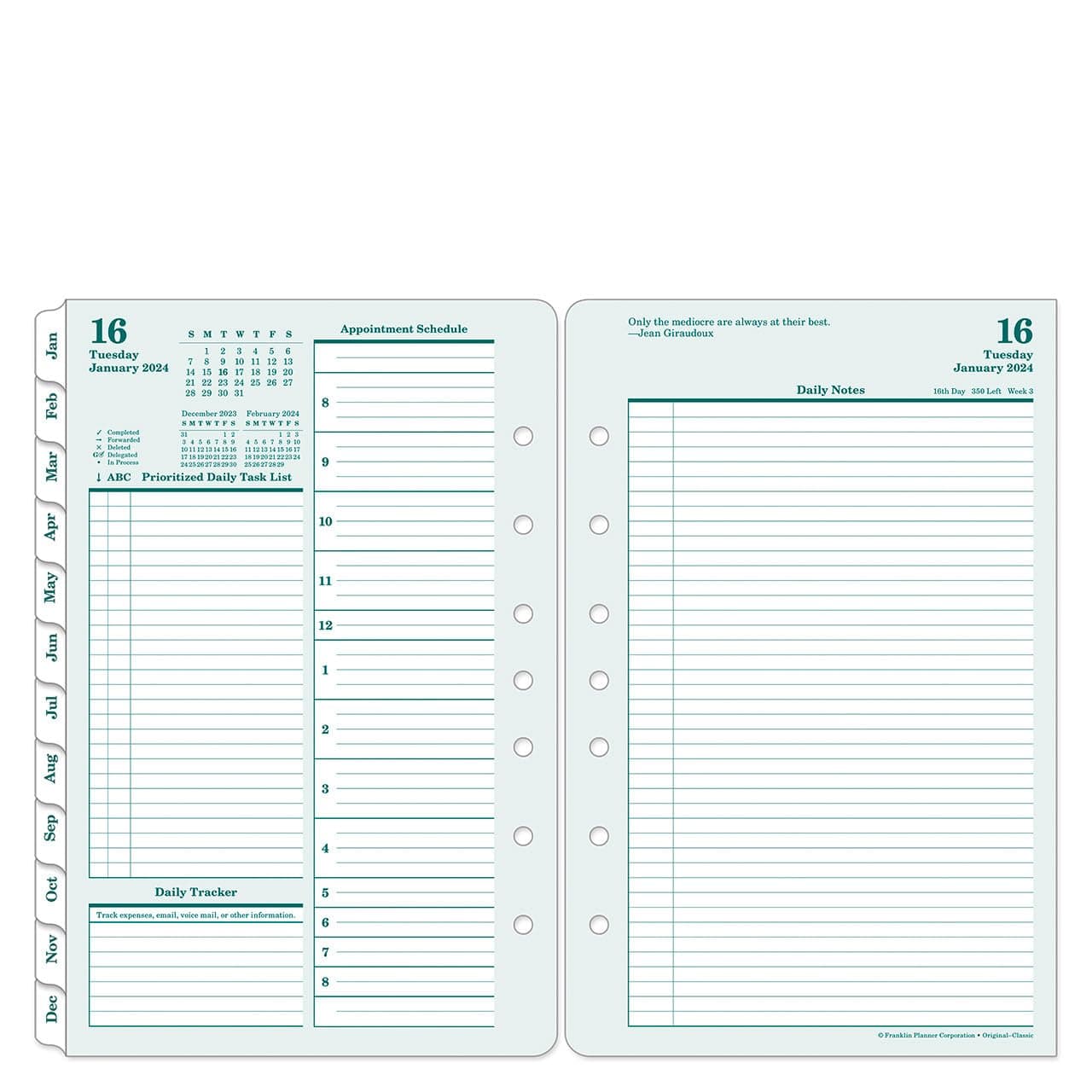 Original Two Page Per Day Ring-Bound Planner (Classic, Jan 2024 - Dec 2024)