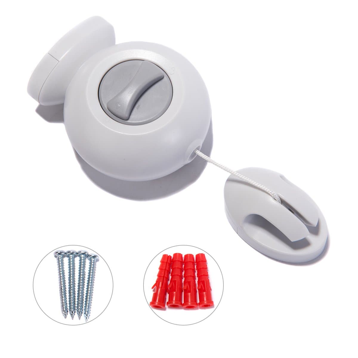 Retractable Clothesline Wall Mounted 11.5ft Long Single Line Washing Line for Hanging Drying in Bathroom Laundry Hotel, White