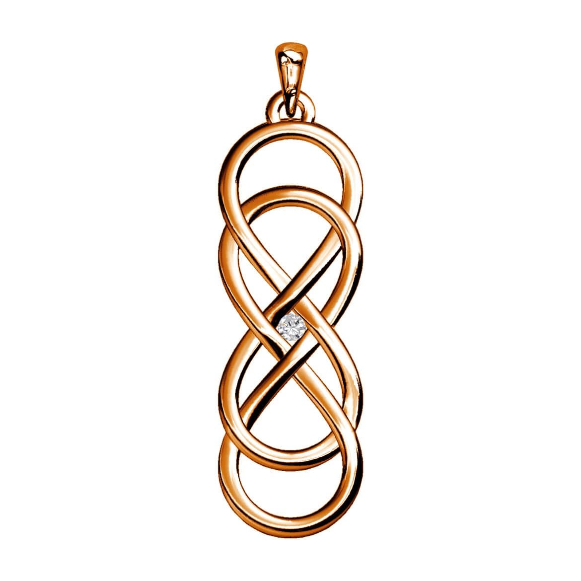 Medium Diamond Double Infinity Symbol Charm.02 CT, Best Friends Forever Charm, Sisters Charm, 6.5mm x 19.5mm in 18K rose (pink) gold