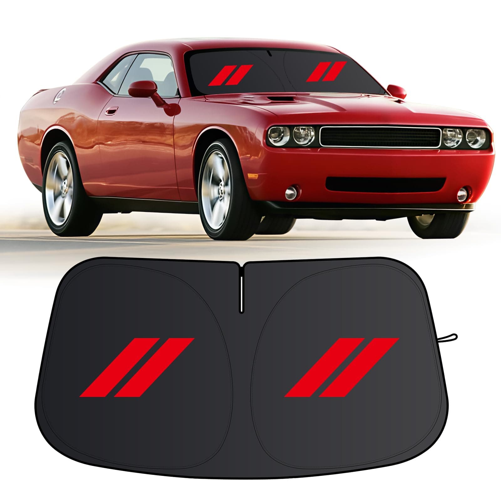Windshield Sun Shade for Dodge Challenger 2008-2014, 300T Silver Sun Visor Foldable Front Window Sunshade Sun Visor Protector Block UV Rays (2008-2014)