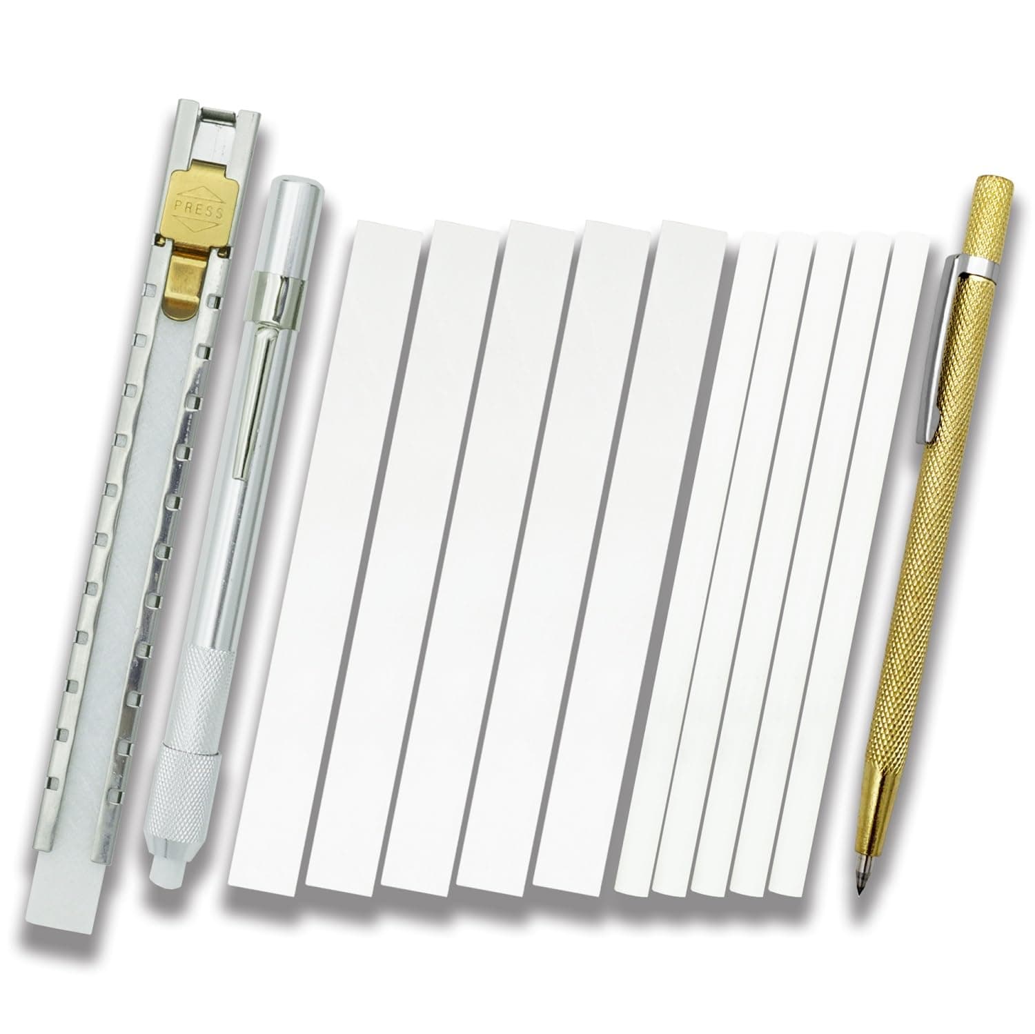 Soapstone Holder Set, Flat and Round Soapstone Holder, Extra 10pcs Soapstone Refills, for Welders, Mark White Clear and Removable Markings, Best for Welding