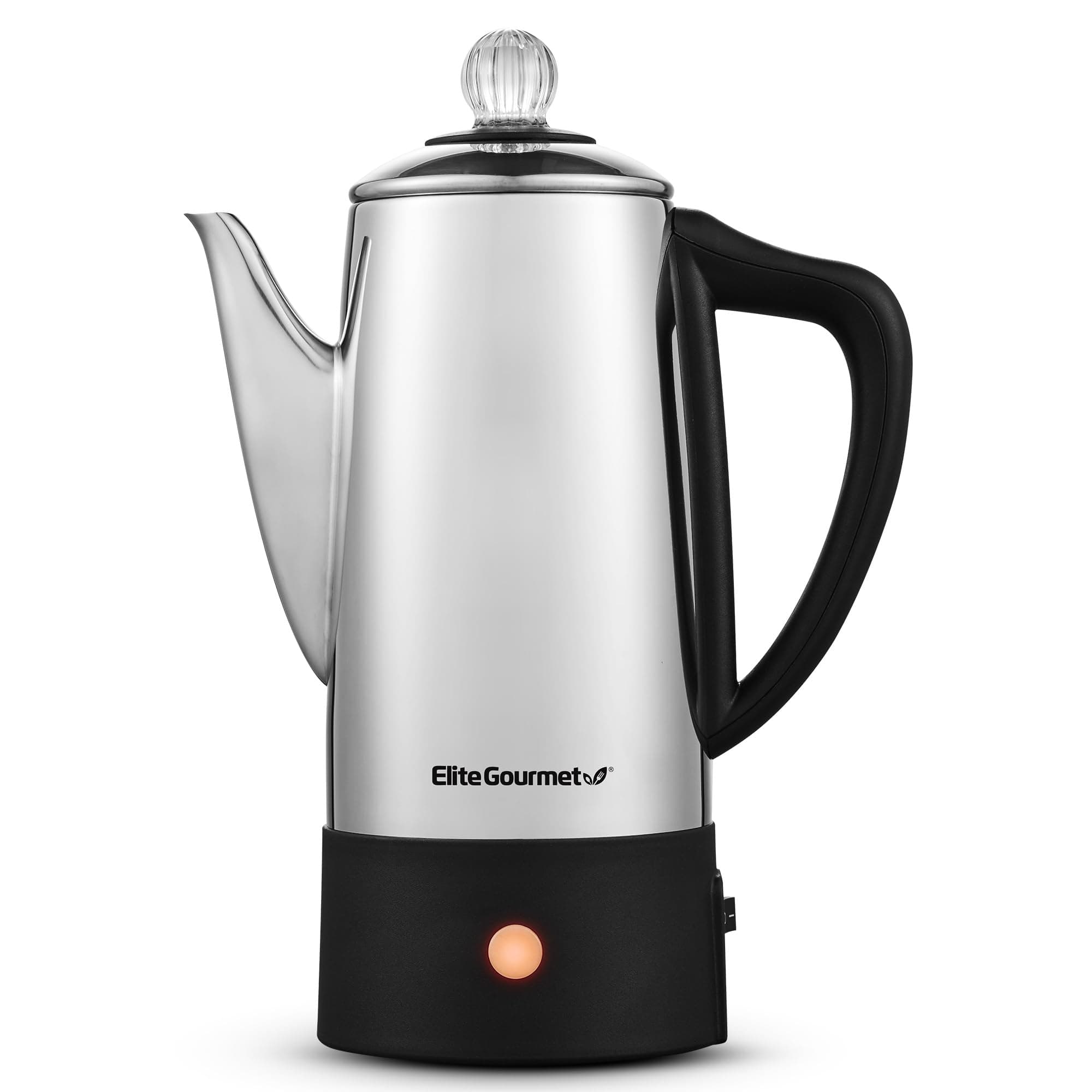 6-Cup Electric Coffee Percolator – Stainless Steel, Fast Brewing, Keep Warm with Auto Shut-Off, Clear Brew Progress Knob, Cordless Serving Base, Reusable Filter, 1000W