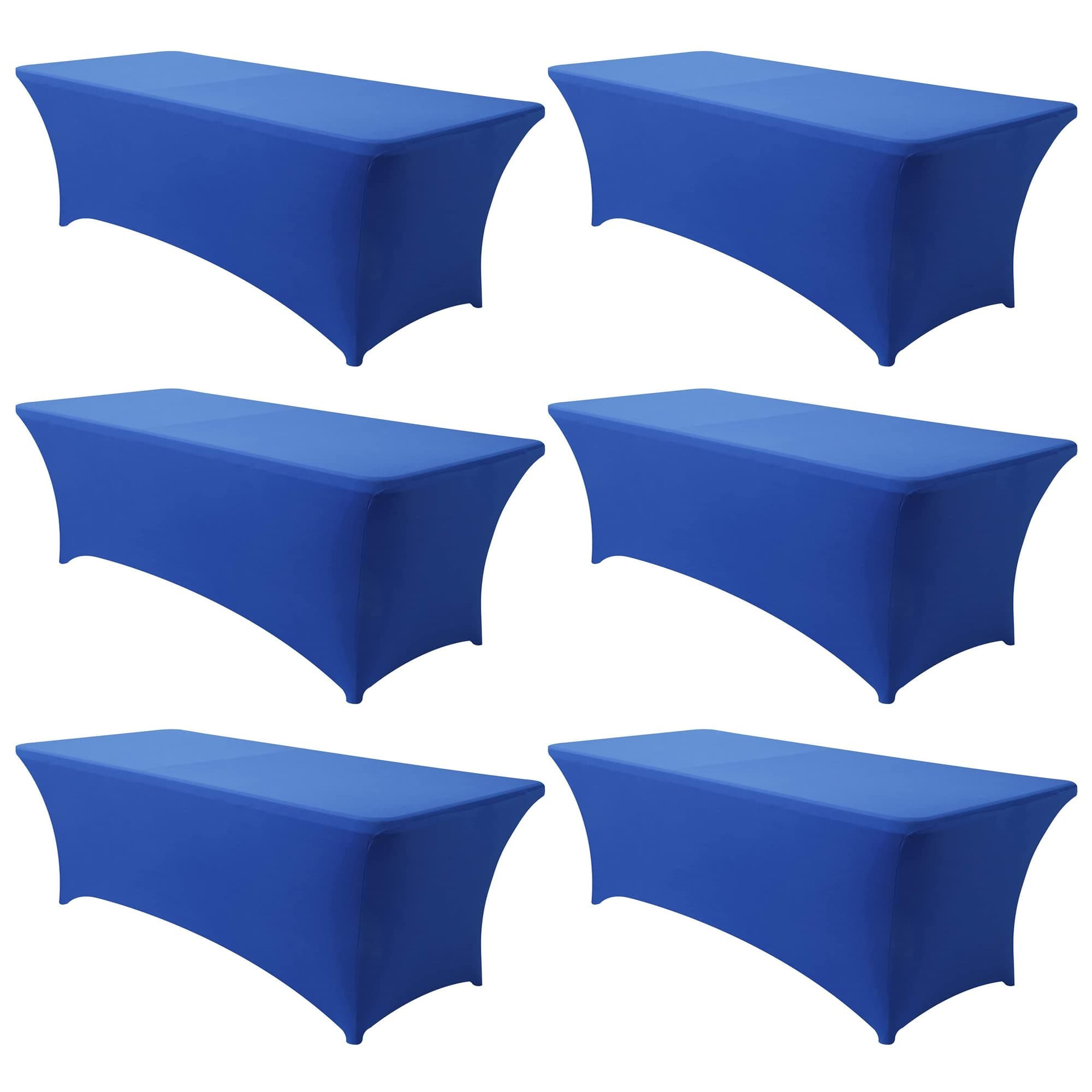 Obstal 6 Pack Stretch Spandex Table Covers for 6 Foot Tables - 6 FT Universal Rectangular Fitted Tablecloth Protector for Wedding, Banquet, Party (Royal Blue, 72 Length x 30 Width x 30 Height Inches)
