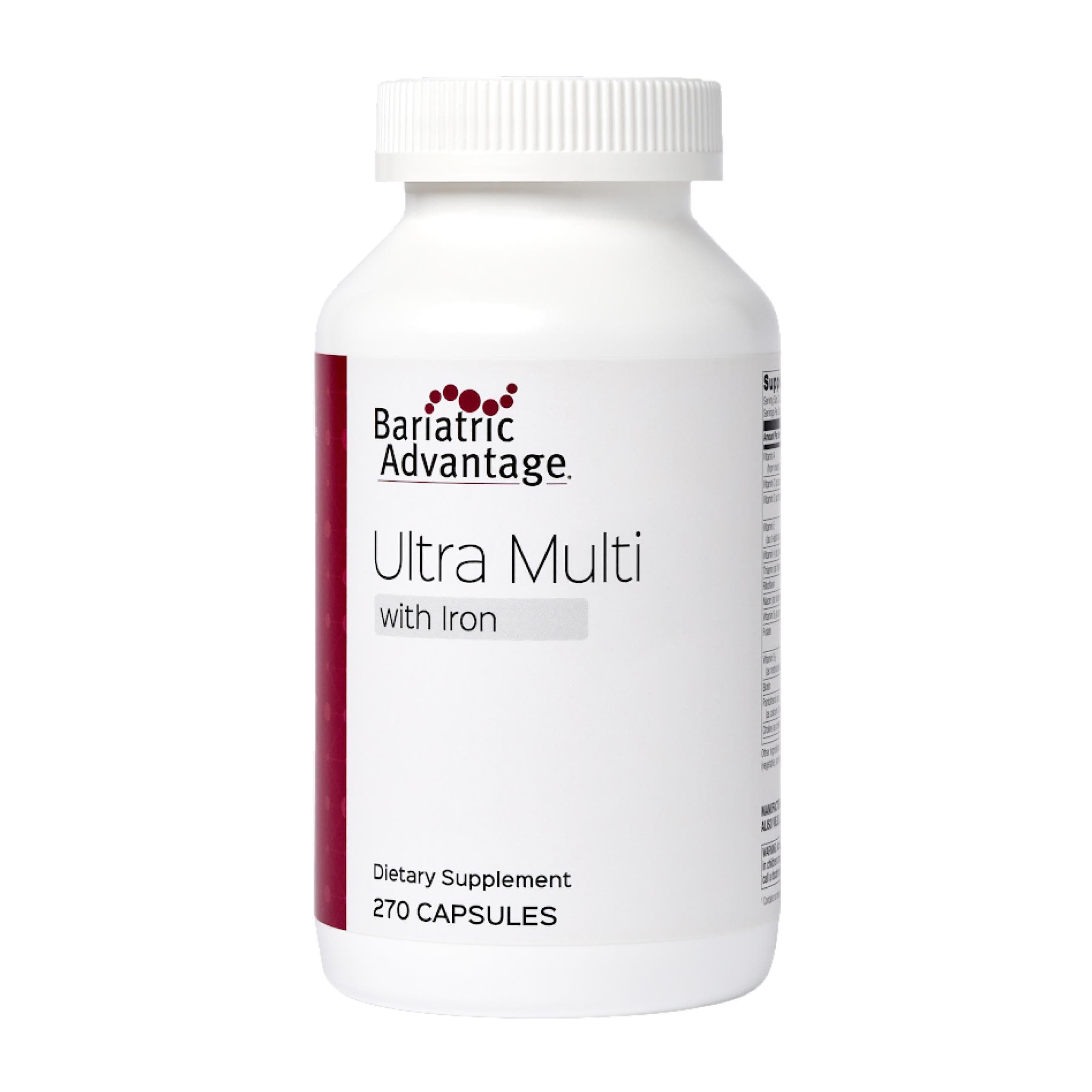 Bariatric Advantage Ultra Multivitamin with Iron - Ultra Multi with Iron - Capsule Format Multivitamin - Provides Full Complex of B Vitamins - with Vitamin C, Chromium & More - 270 Capsules