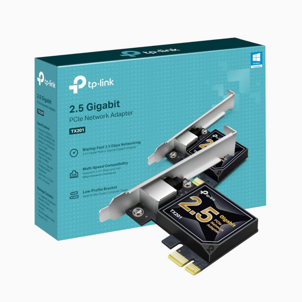 TP-Link TX201 2.5 Gigabit PCI Express Ethernet Network Adapter, Low-Profile and Full-Height Brackets, Ethernet Network Card Supports Windows 11/10/8.1/8/7, Linux, Versatile Compatibility
