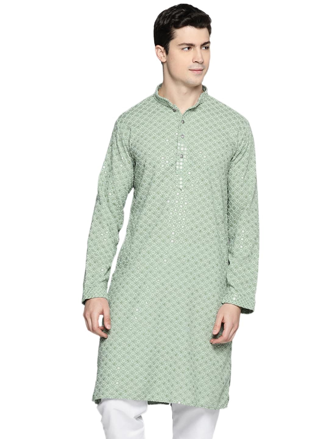 Jompers Men's Chikankari Embroidered and Sequence Kurtas