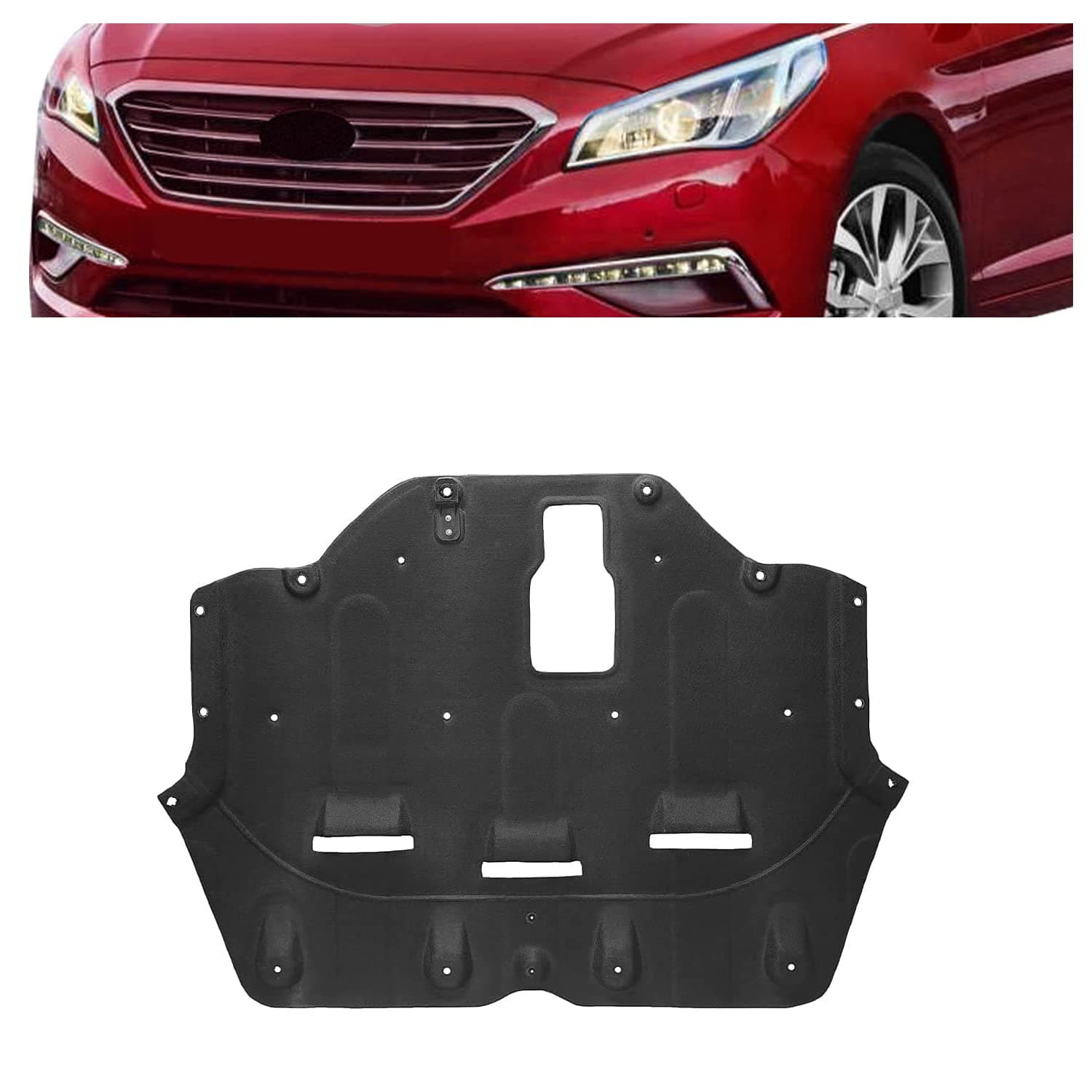 Engine Splash Shield Compatible with 2015-2017 Hyundai Sonata Front Lower Engine Cover Flocking Process Replacement for 29130C1000 29130C2100 HY1228188