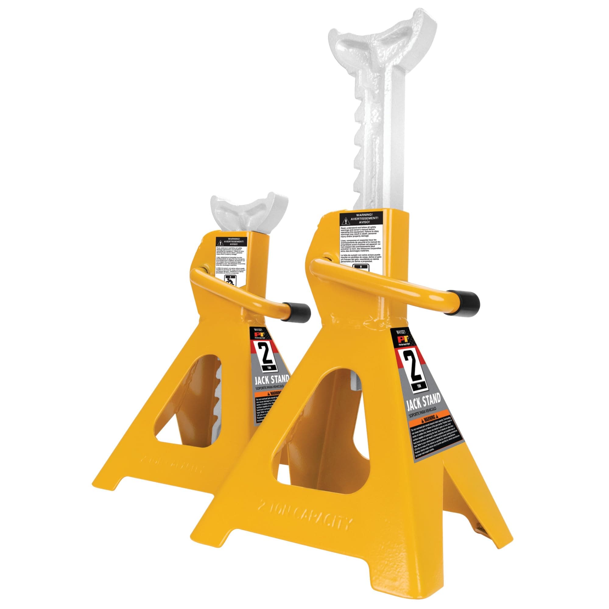 Performance Tool W41021 Ratchet Style Jack Stand Set for Lifting Vehicles During Maintenance, Yellow, 2-Ton