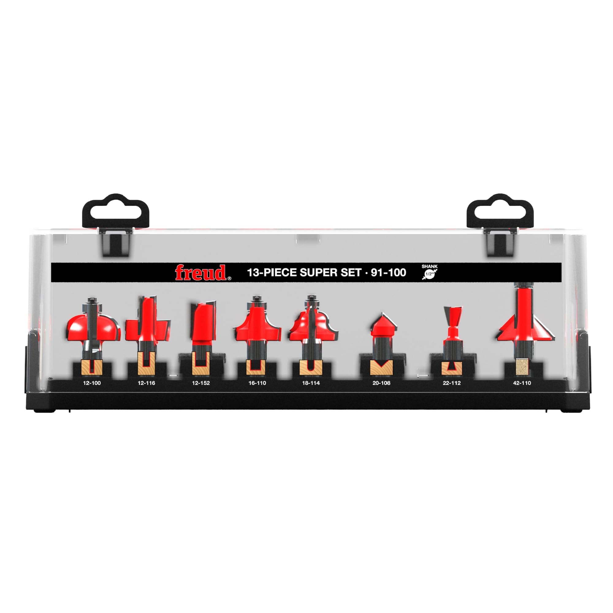 91-100 13-Piece Super Router Bit Set With 1/2-Inch Shank And FrEUd'S Tico Hi-Density Carbide
