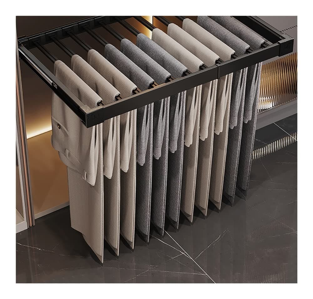 Pull Out Trousers Rack Clothes Organizers Extendable Trousers Rack Wardrobe Pull-Out Trousers Rack For Closet Clothes,Space Saving And Storage (Color : Wit, Size : L)