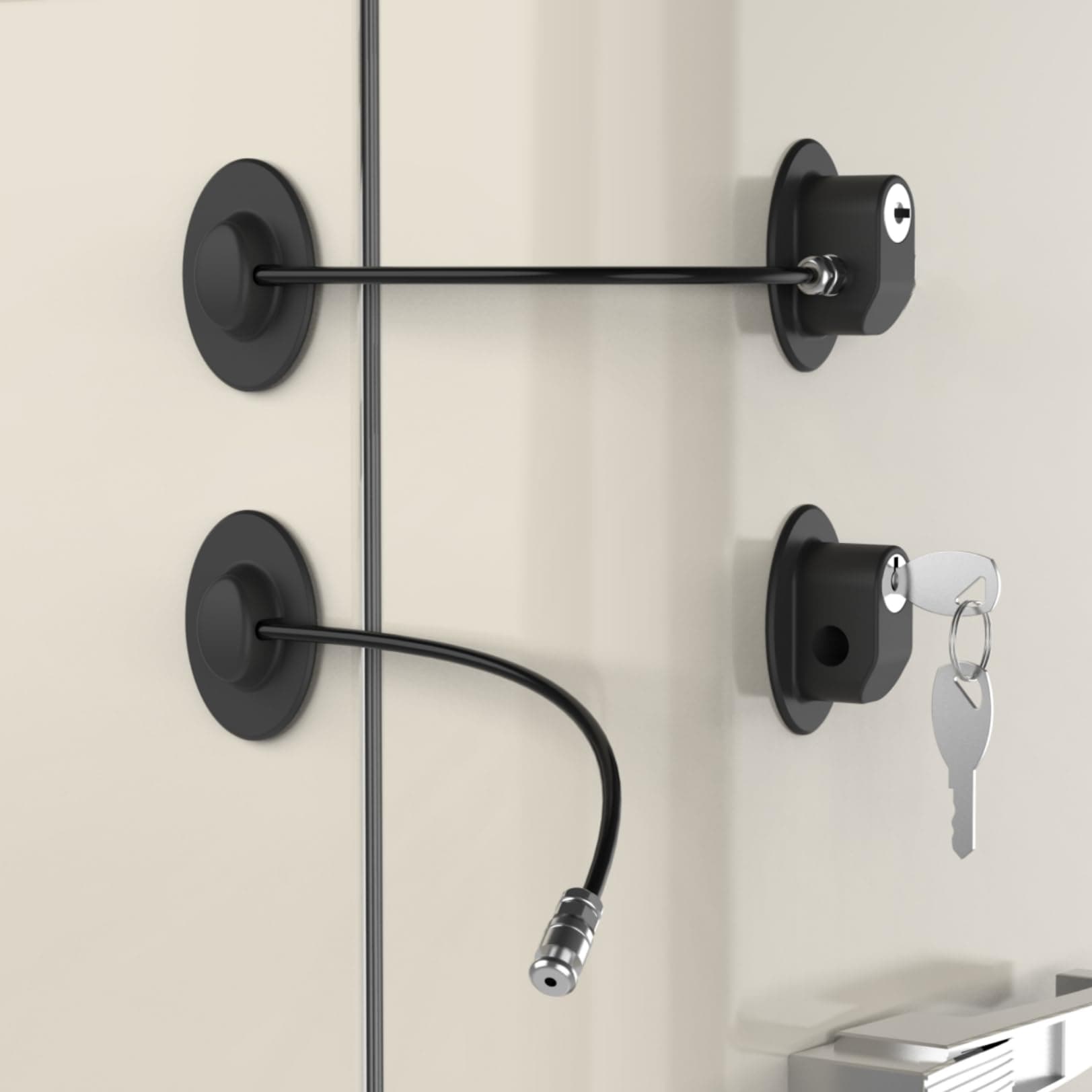 2 Pack Refrigerator Door Locks,Freezer Door Locks,File Drawer Cabinet Locks by REZIPO Black with 4 Keys