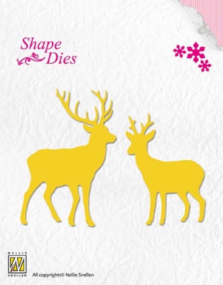 This Nellie's Shape Cutting - and Embossing Stencil SD035, "Deer and Deer" (Deer), Set with 2 Templates, Stencils Deer Approximately 4.7 cm X 6.8 cm In Size