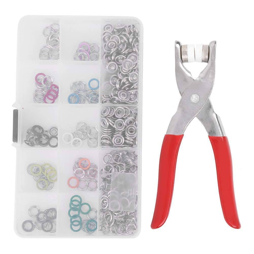 Eopzo 100pc Thickened Snap Fasteners Kit Metal Copper Five Claw Buckle Set with Hand Pressure Pliers Tool DIY Sewing Buttons Set for Clothing Sewing and Crafting red
