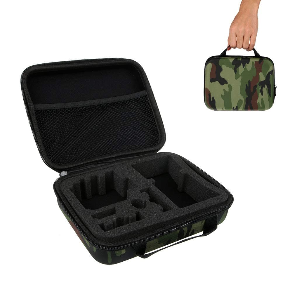 TEKCAM Carrying Case for Action Camera Waterproof EVA Protective Bag Case Compatible with Gopro Hero 8 7/AKASO/Campark/Crosstour/Dragon Touch 4K Ideal for Travel Home Storage (Camouflage Medium Case)