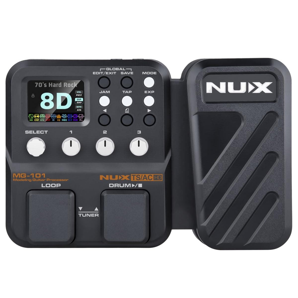 NUX MG-101 Multi Effects Pedal, 25 Classic Amp Models,512 samples IR Resolution, 46 Effects, Easy Live Streaming