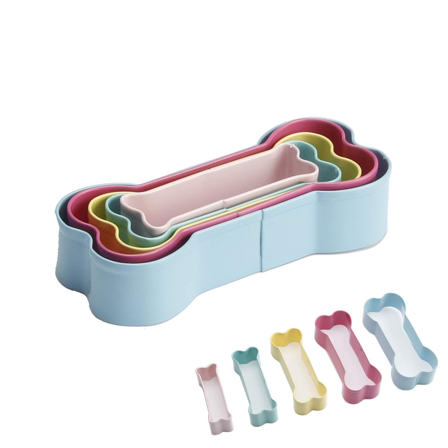 GreeStore 5 Pcs Dog Bone Shaped Cookie Cutters Set, Stainless Steel Dog Bone Cutters for Baking, DIY Baking Biscuit Cake Mold Kitchen Tools