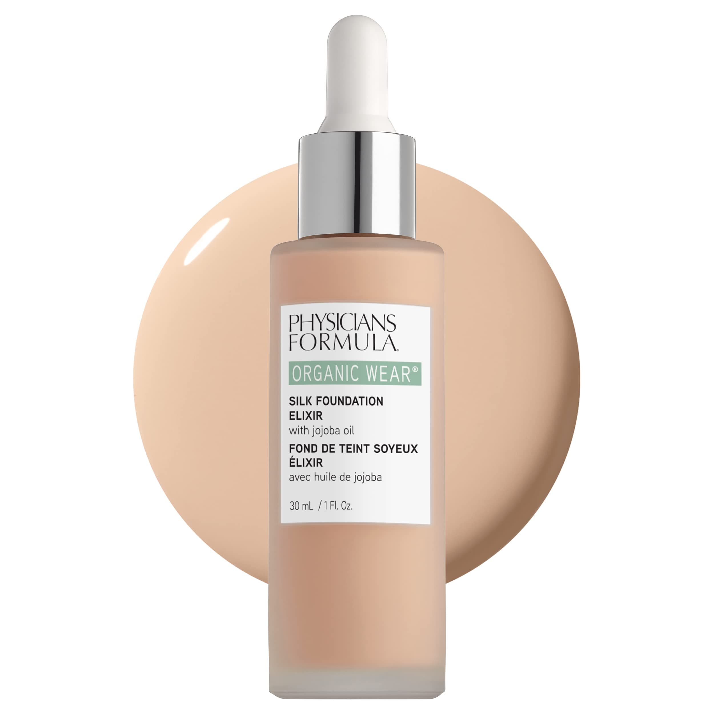 Organic Wear All Natural Liquid Foundation Elixir Fair, Full Coverage | Dermatologist Tested, Clinicially Tested, 01 - Fair