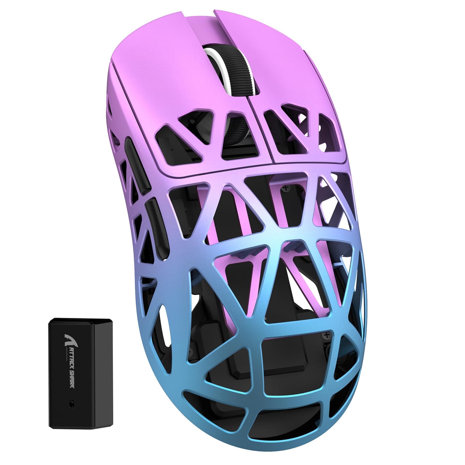 x Attack Shark R2 Wireless Gaming Mouse, Superlight Magnesium Alloy, PAW3950 42000 DPI Optical Sensor, 8000Hz Polling Rate, 2.4G/BT/Wired Programmable Mice for Win Mac Gamer (Purple Blue)