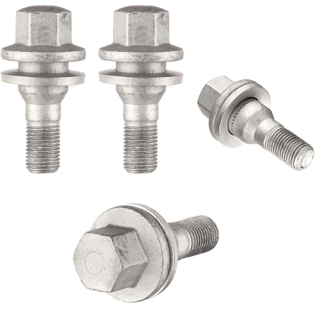 – Ellis Excellence Set of 4 Replacement Security Bolts Nuts, Flat Washer, M12 x 1.25, 17 Hex - Compatible With Citroen & Peugeot