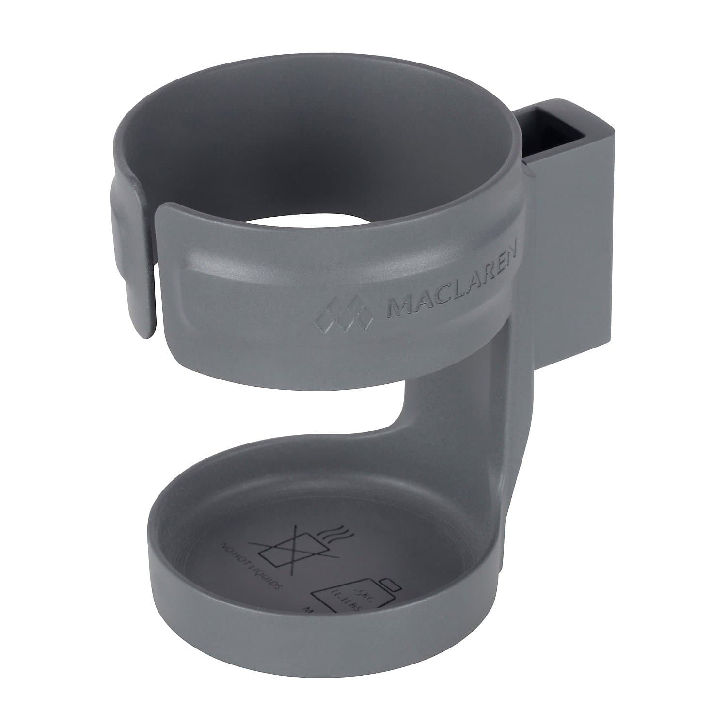 Maclaren Cupholder- Must have stroller accessory. Easily, securely attaches to the frame of all Maclarens and all umbrella-fold stroller brands. Fits cups and bottles with 2.9in/7.4cm circumference. Easy to attach