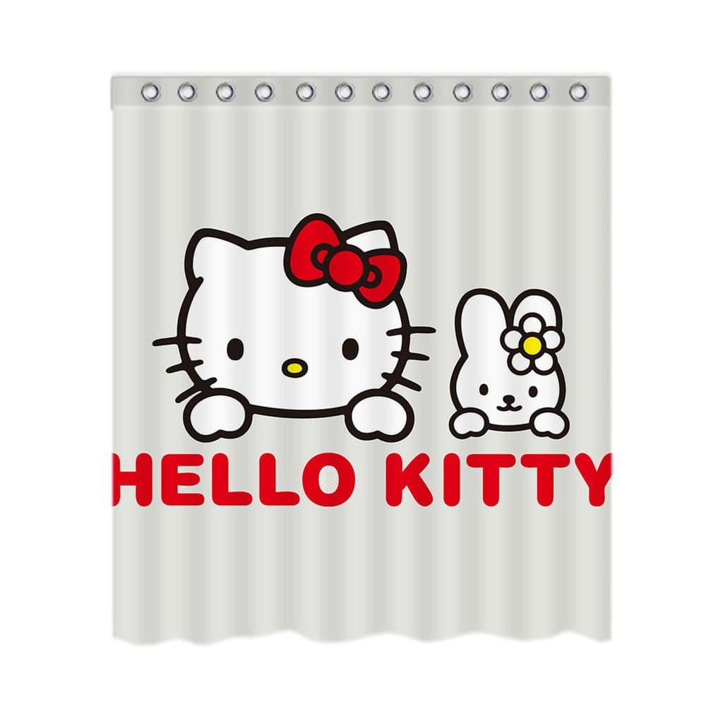Denise Design Kitty White and My Melody - Hello Kitty Custom Shower Curtain Stylish Waterproof Polyester Fabric Bathroom Deco 60"x72"