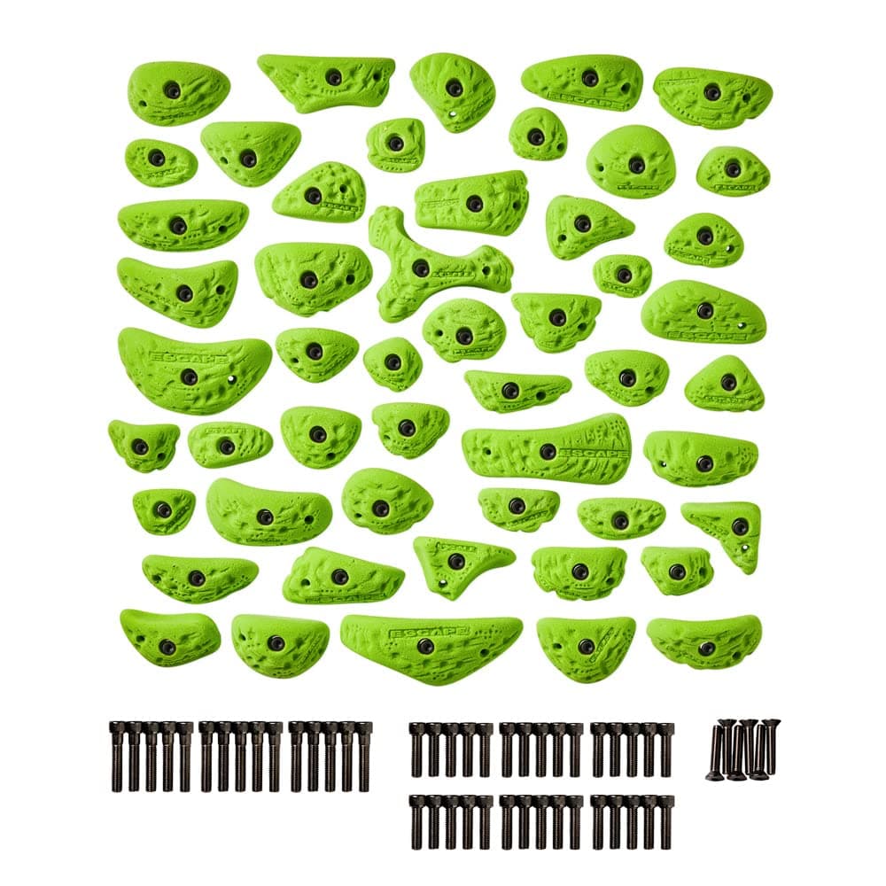 Escape Climbing Starter Pack | 51 Premium Plastic Rock Climbing Holds Designed for Beginners | Includes Jugs, Crimps, and Pinches in Multiple Sizes