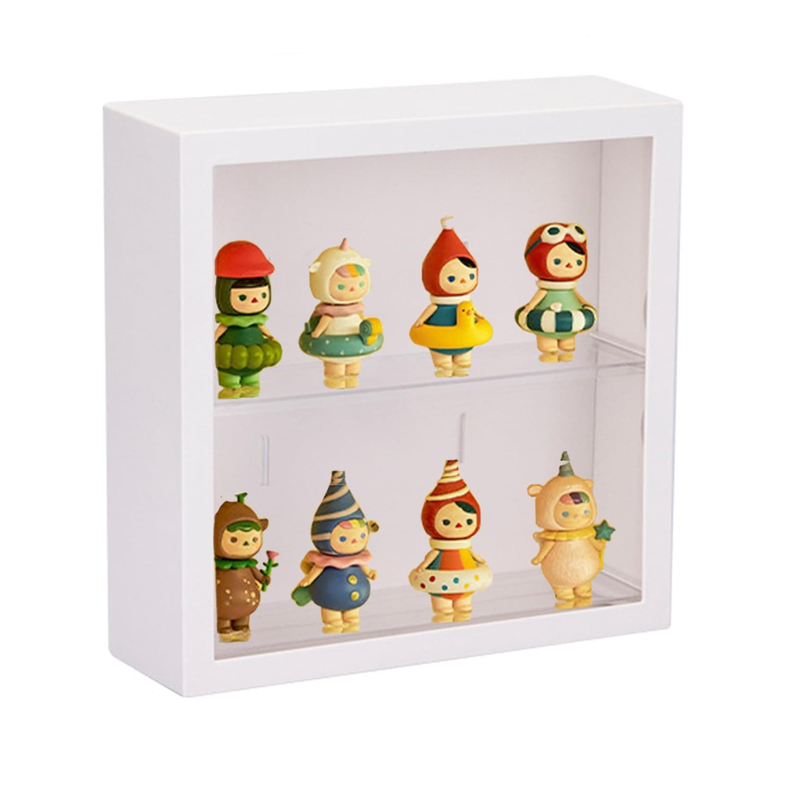 Excefore Clear Display Case For Figures, Adjustable Wall-Mounted Doll Storage Box, Dust And Moisture Proof Suitable Figures Collectibles Toys (White)