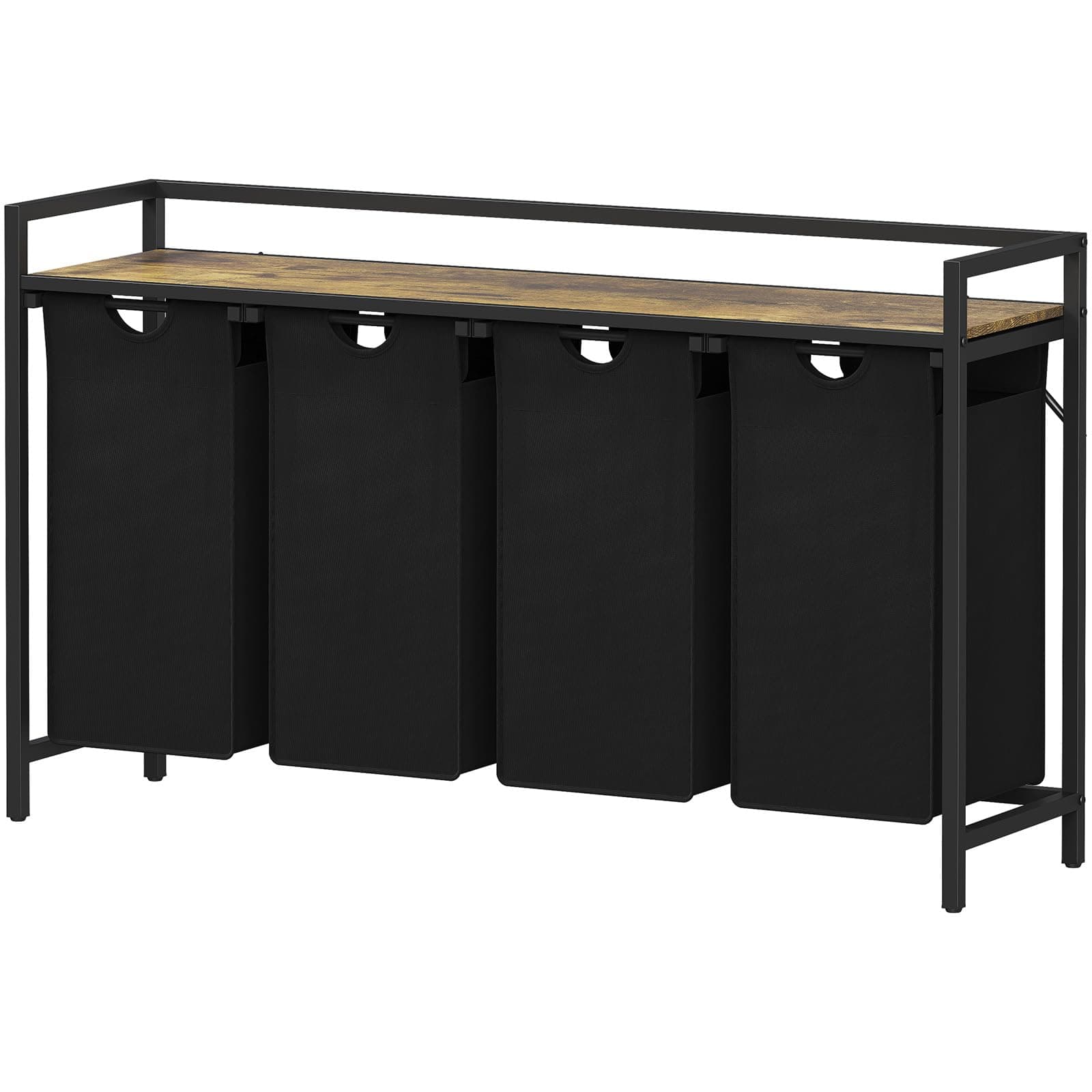 Lifewit 4 Sections Laundry Hamper, 168L Laundry Basket with Shelf and Pull-Out Removable Bags, Laundry Sorter for Laundry Room Bedroom Bathroom Dorm, Black