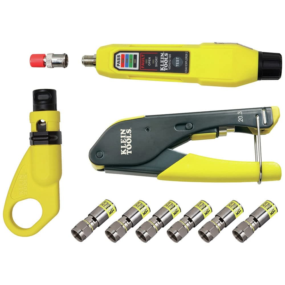 Klein Tools VDV002-818 Coax Install and Test Kit with Crimp Tool, Includes Te...