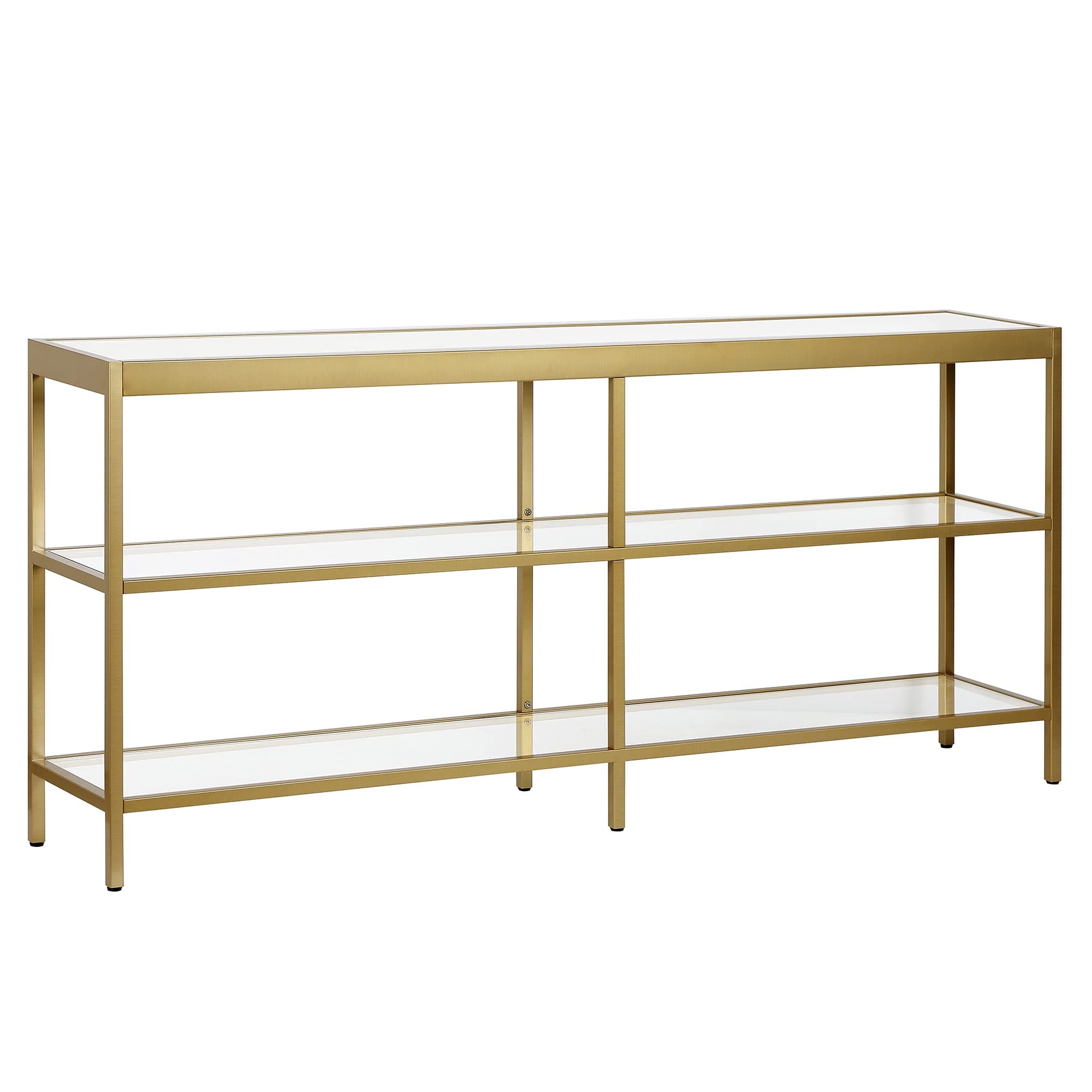 Henn&Hart 64" Wide Rectangular Console Table in Brass, Entryway Table, Accent Table for Living Room, Hallway