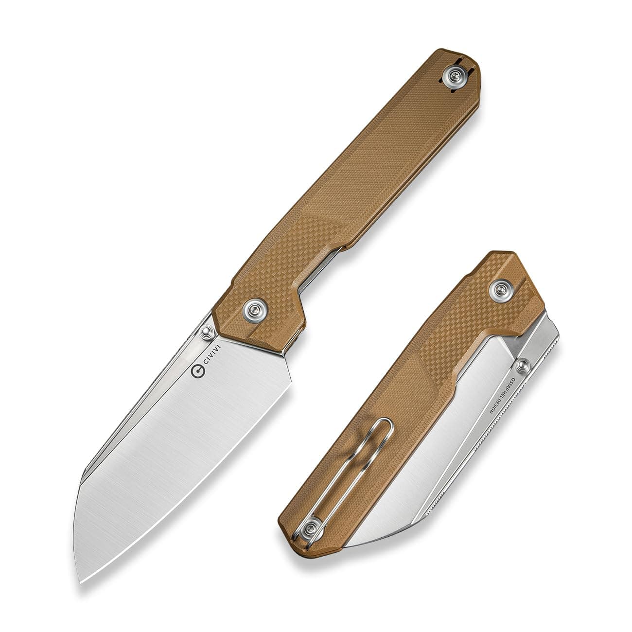 CIVIVI Hid Folding Pocket Knife, 4.14" Sharp 14C28N Blade G10 Handle Nested Liner Lock Kitchen Knife with Thumb Stud Opener, Ideal for Outdoor Use Camping Hiking and EDC C23008-3, Brown