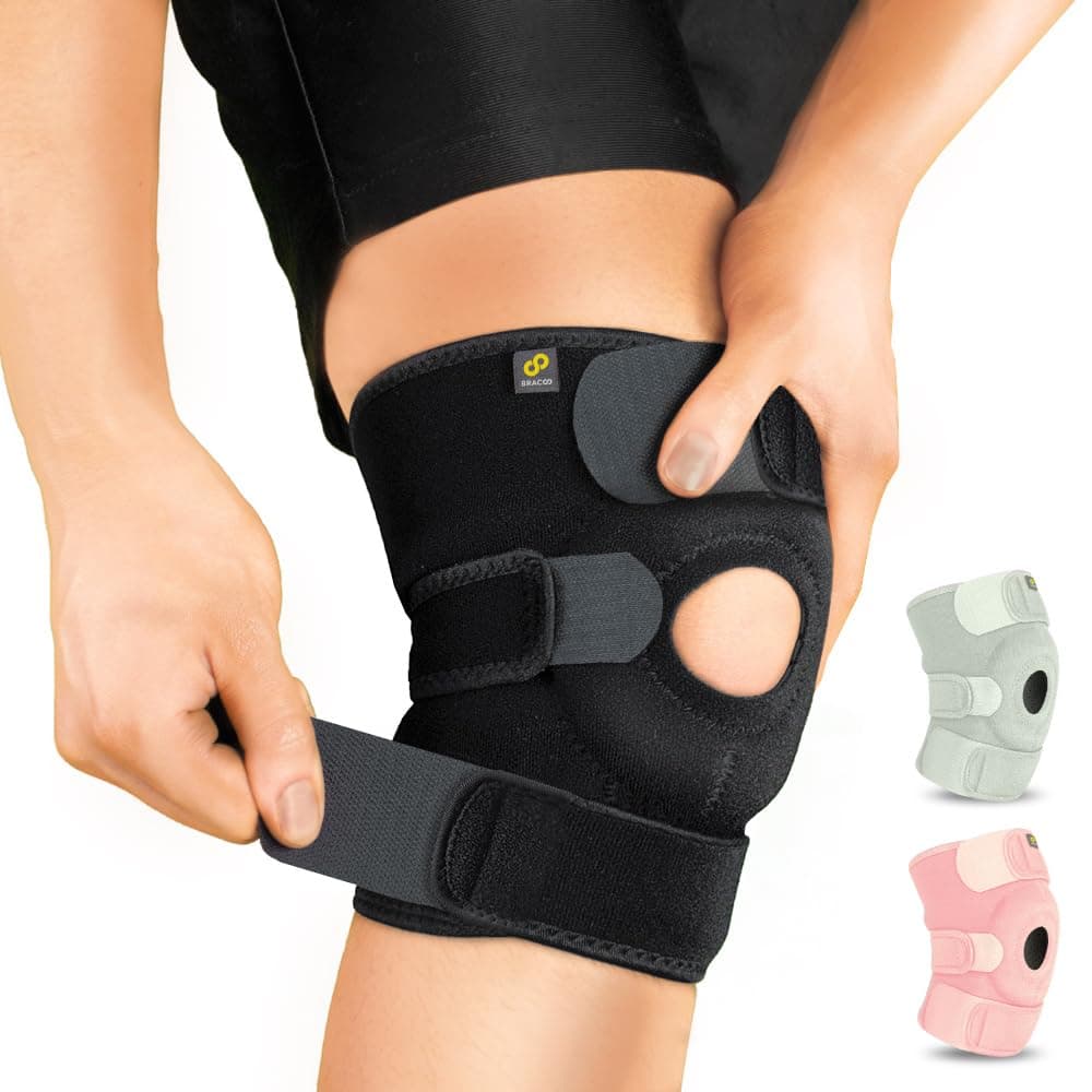 Bracoo Knee Support Brace for Men Women, Adjustable Compression Sleeve Wrap Patellar Pad Tendon - Arthritis Pain, meniscus tear, Injury Recovery, Running, Workout, KS10