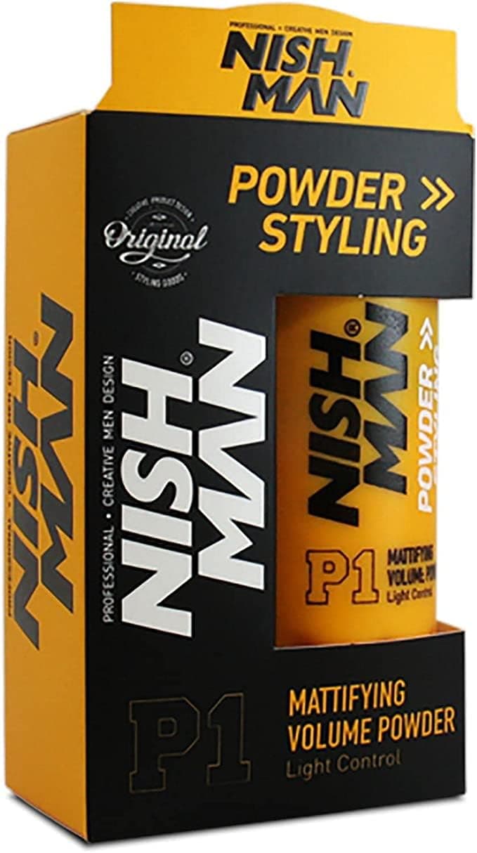 NISHMAN Hair Volume Powder P1, 20 gr | Light Control | Natural Matte Look | Hair Styling Powder Men | Hair Texture Powder Wax | Texturising, Volumising Hair Powder Men