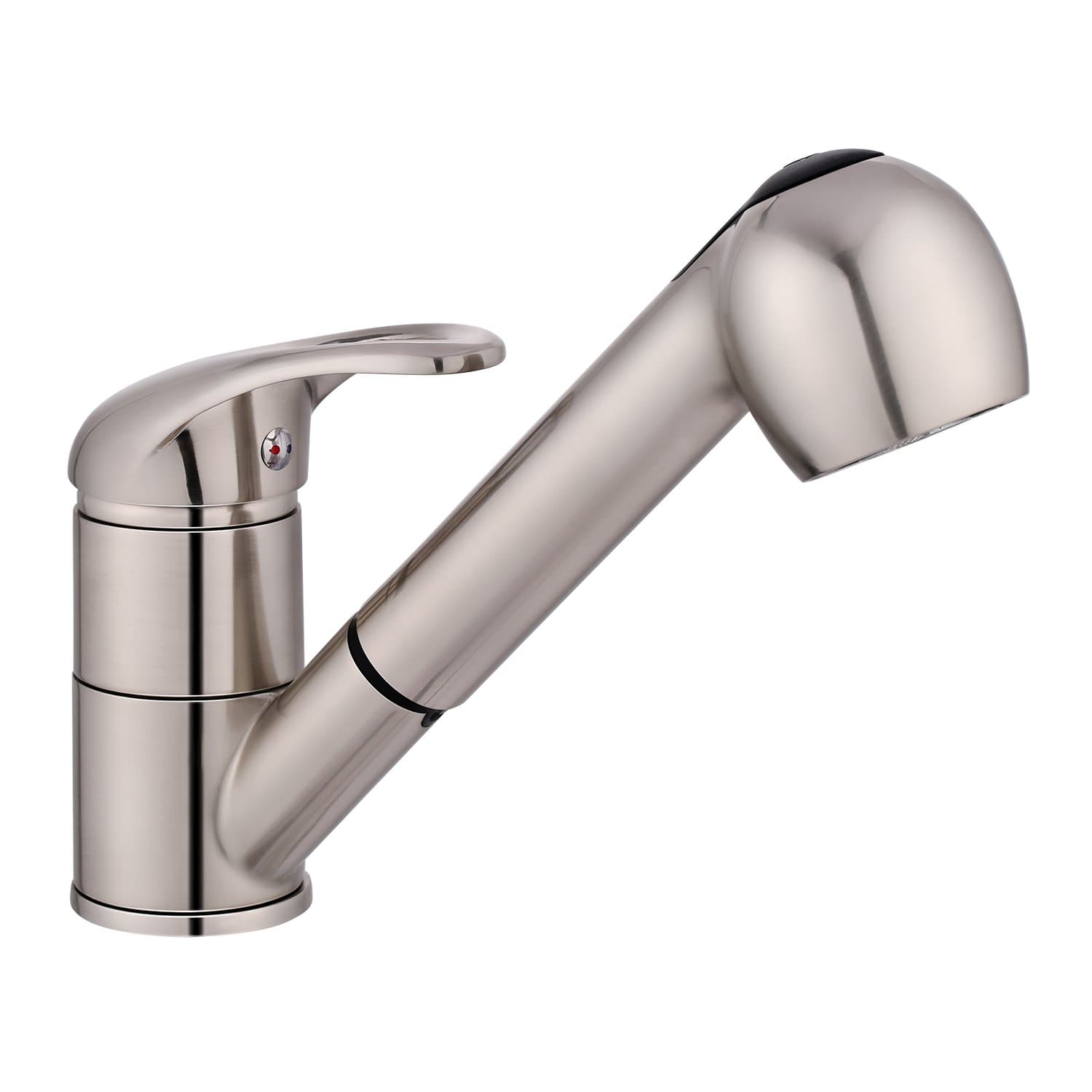 Modern Commercial Brushed Nickel Stainless Steel Single Handle Pull Out Sprayer Bar Kitchen Sink Faucet, Small Pull Down Kitchen Faucets Without Deck Plate